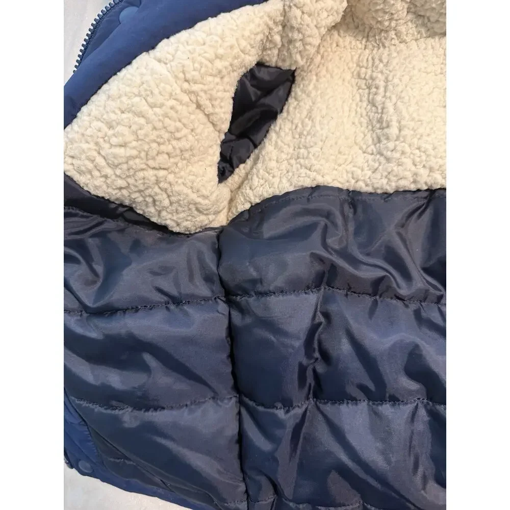 Children’s Place Navy Faux Fur Hooded Puffer Jacket Size XS 4
